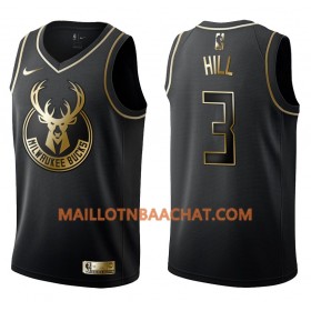 Maillot NBA Milwaukee Bucks George Hill 3 Nike Noir Golden Edition Swingman - Homme